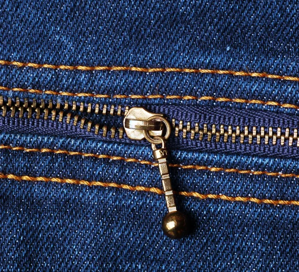 Macro shot of a jeans's zipper — Stock Photo, Image