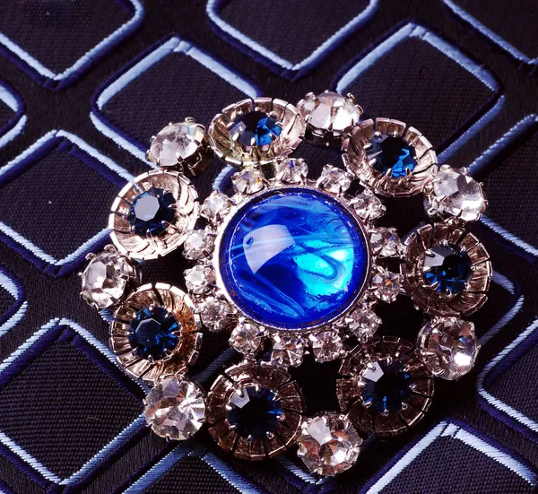 Retro brooch with blue stones — Stock Photo, Image