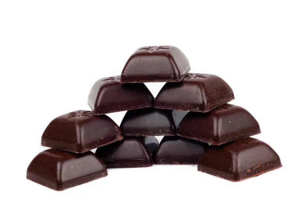 stock image Stack Of Dark Chocolate Pieces, Isolated