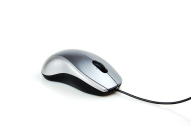 gri bilgisayar fare ile üzerine beyaz kablo