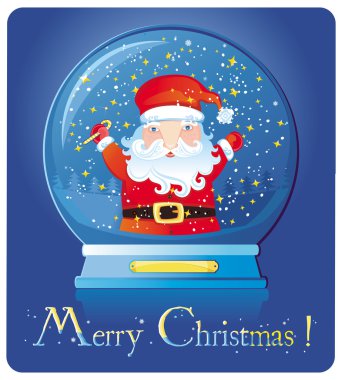 Santa inside of the snow dome. clipart