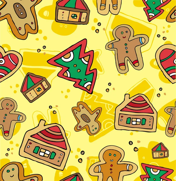 Christmas Gingerbread Pattern. — Stock Vector