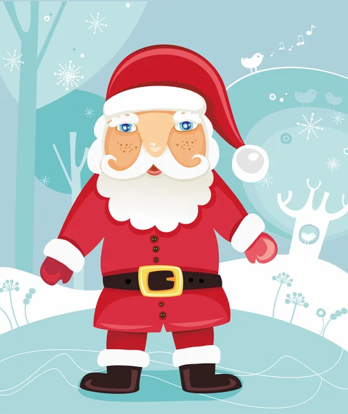 Papai Noel na floresta — Vetor de Stock