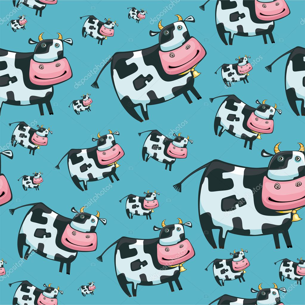 Cute friendly cow pattern — Stock Vector © dianka #1224614