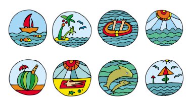 Vacation beach icons. clipart