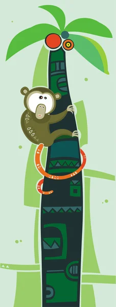 Hnědá opice na Palmu — Stock fotografie