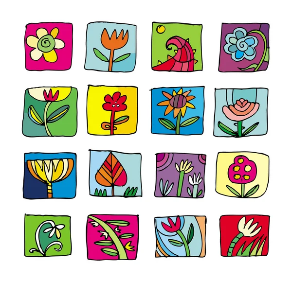 Flowers Icons — Stock Photo, Image