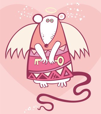 Valentine's angel rat clipart