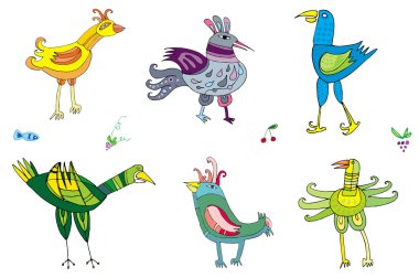 Colorful cute birds 2 clipart