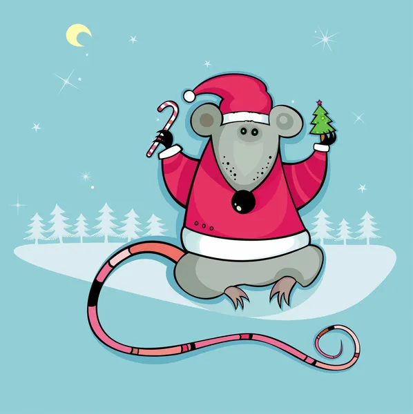 Santa rat met snoep — Stockfoto