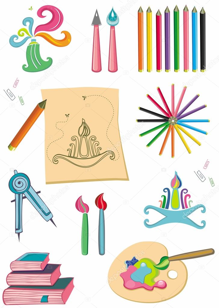 Colorful set of art supplies — Stock Photo © dianka 1297197