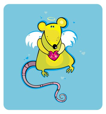 Angel cupid rat card. 1 clipart