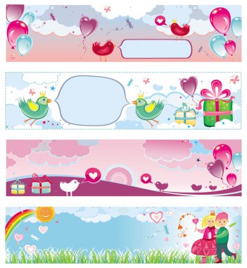 Set of Valentine's day banners 3 clipart