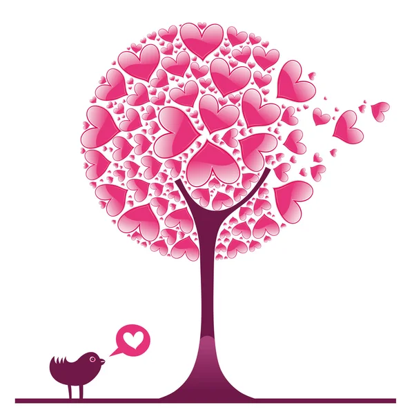 Sevgililer dekoratif ağaç — Stok Vektör