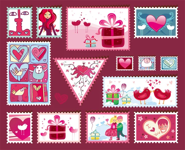 Feestelijke de Valentine's Stamps — Stockvector