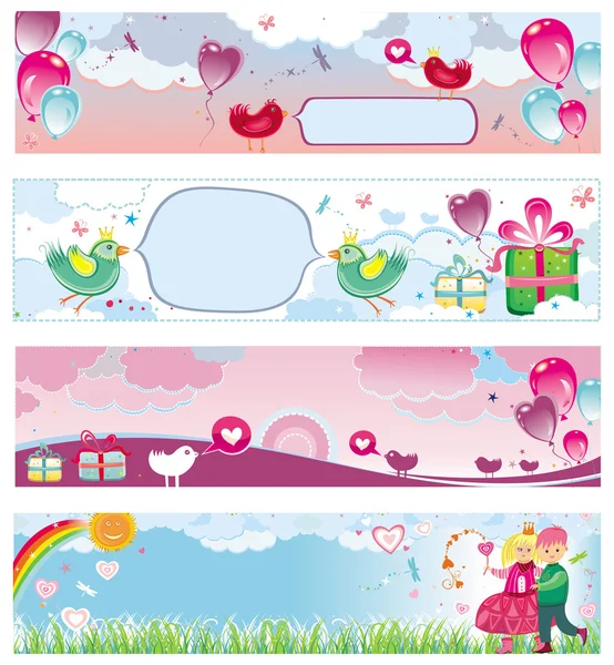 Set van Valentijnsdag banners 3 — Stockvector
