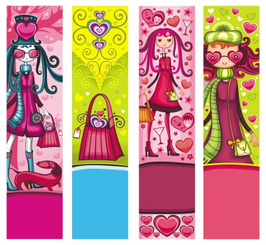 Valentine's Day fashion banners clipart