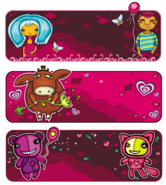 Valentine's Day sunset banners clipart