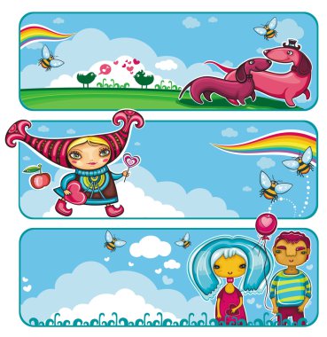 Valentine's Day sky banners clipart