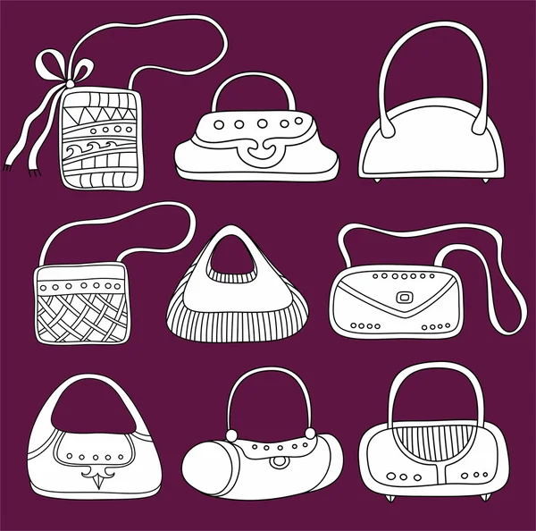Divat táskák doodles — Stock Fotó