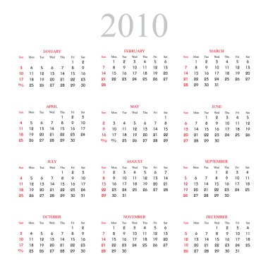 Calendar 2010 clipart