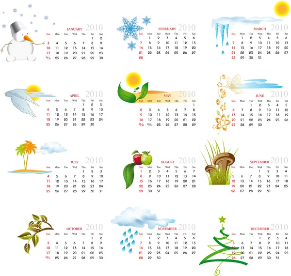 Kalender 2010 — Stock vektor
