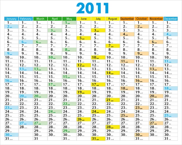 Calendario _ 2011 — Vector de stock
