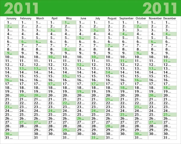 Calendario _ 2011 — Vettoriale Stock