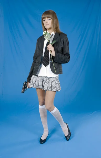 Danger school girl — Stock Photo, Image