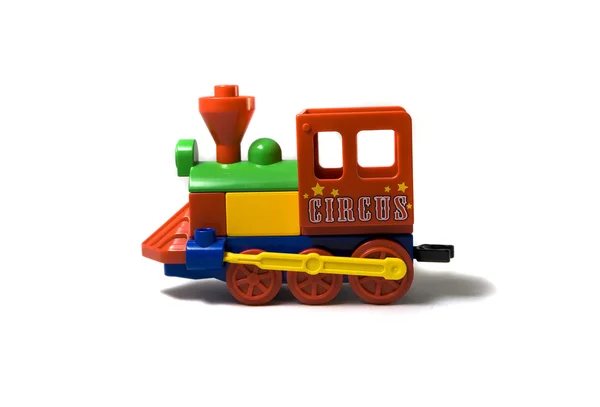 Spielzeugdampflokomotive. das Bild auf einem whi — Stockfoto
