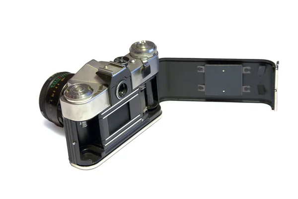 Εκλεκτής ποιότητας φωτογραφική μηχανή με ανοιχτό κάλυμμα — Φωτογραφία Αρχείου