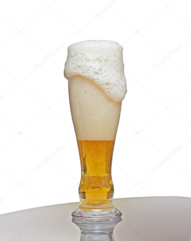 Glass with beer and foam