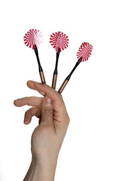 Dart arrows in hand — Stock Photo, Image