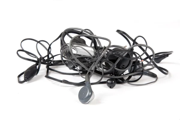Tangled headphones — Stock Photo, Image