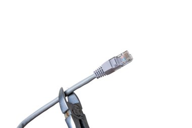 Braking internet cable with pliers clipart