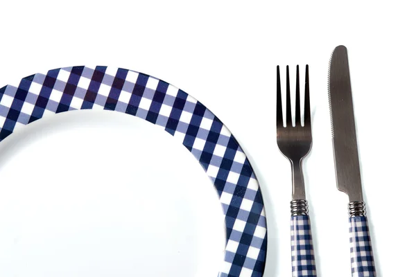 Diner set (plaat, vork, mes) — Stockfoto