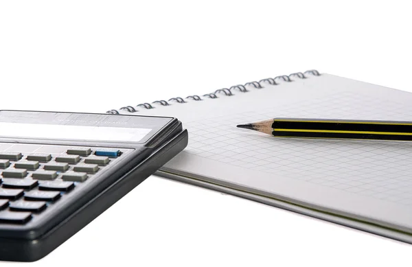 stock image Pencil, notepad and calculator