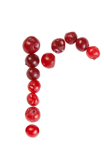 R letter made from cranberry — Stock Photo, Image