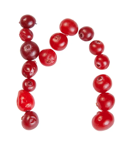 N letter made from cranberry — Stock Photo, Image