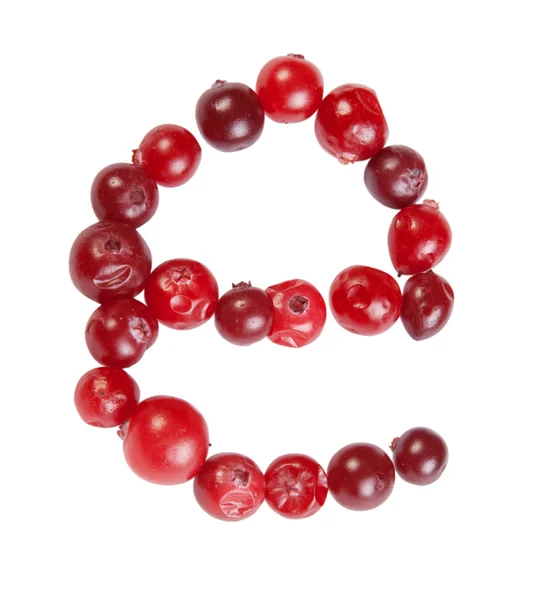 E letter made from cranberry — Stock Photo, Image
