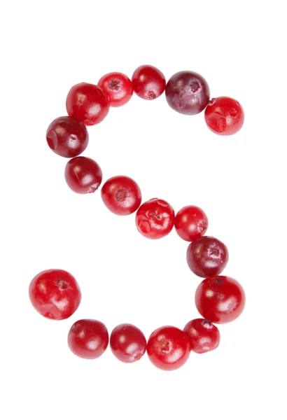 S letter made from cranberry — Stock Photo, Image