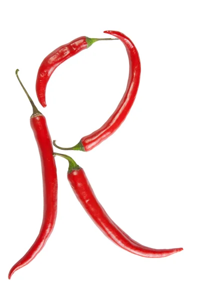 Litera r z chili — Zdjęcie stockowe
