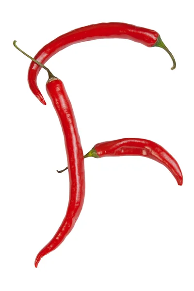 F letter made from chili — Stok fotoğraf