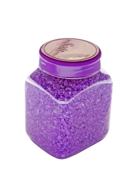 Lavender salt in jar — 图库照片