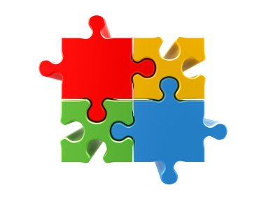 4 colors puzzle concept clipart