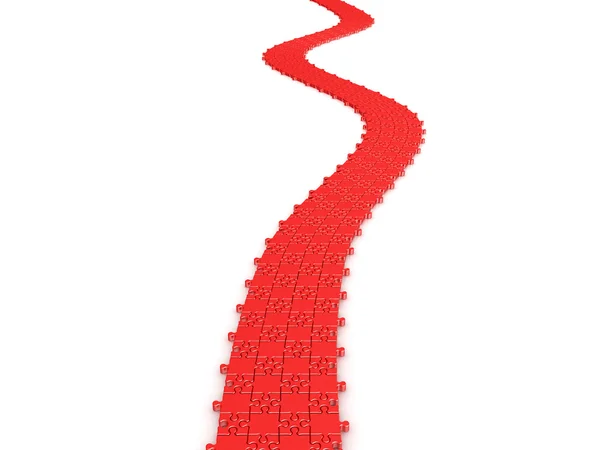 Estrada vermelha de quebra-cabeça — Fotografia de Stock