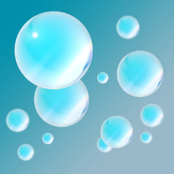Mýdlové bubliny na modré — Stock fotografie