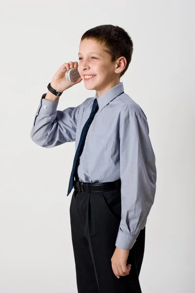 Αγόρι με τηλέφωνο — Φωτογραφία Αρχείου