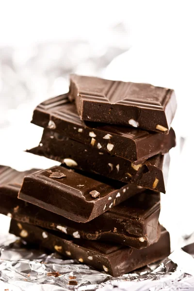 Slab chocolate with nut — Stock Photo, Image