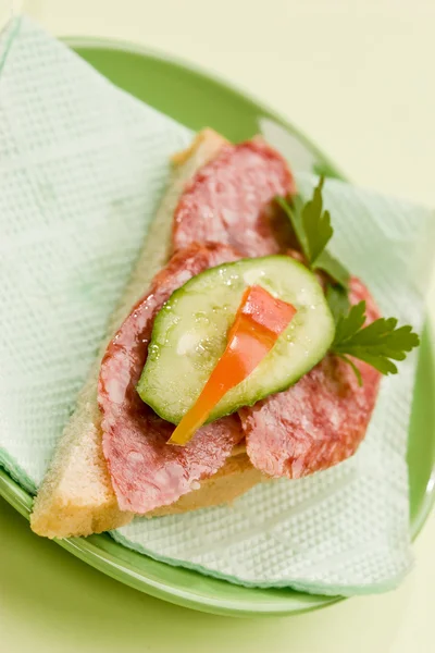 Sanduíche com salame — Fotografia de Stock
